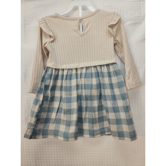 Carter's Baby Girls Dress Size 18 Months Blue & Pink Plaid Flannel Ribbed - Picture 6 of 8